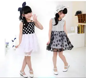 Girls Polka Dots Floral Kids Sleeveless Dresses