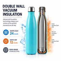 Bouteille d'eau isotherme classique en acier inoxydable de 500 ml (17 oz) en forme de bouteille de cola, avec revêtement poudré, prête à être expédiée, logo personnalisé