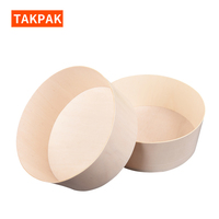 Boîte en bois pour baozi chinois, stand de petit-déjeuner chinois, boîte ronde en bois pour gâteau au fromage, contenant alimentaire biodégradable