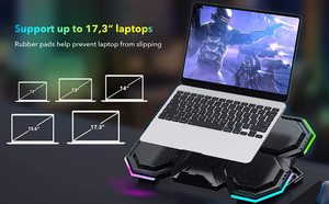 Tấm tản nhiệt laptop chơi game RGB 6 quạt công thái học, có giá đỡ điện thoại - Product Image 6
