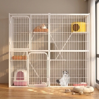 Cage à chat de luxe à trois niveaux en fer avec structure d'escalade et nid, design respirant, espace super spacieux pour chats, utilisation intérieure toutes saisons