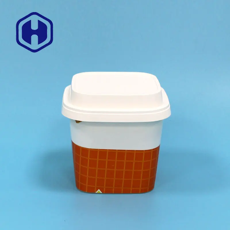 ホットフィリング480mlIMLアイスクリーム使い捨てプラスチック包装ピーナッツバターカップ食品プラスチック容器蓋付きプラスチックキャップ