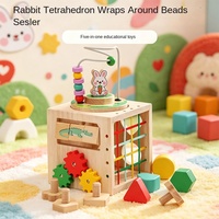 Cube d'activités en bois pour tout-petits, jouet éducatif multifonctionnel, labyrinthe de perles, engrenages rotatifs, trieur de formes, blocs d'apprentissage pour filles