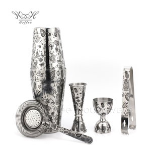 Tùy Chỉnh 850Ml + 550Ml Thanh Sử Dụng Cocktail Shaker Khắc Mô Hình Boston Phong Cách Trộn Thép Không Gỉ Bartender Đồng Barware - Product Image 6