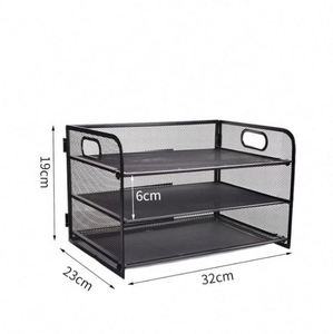 3 Tier Office A4 Paper Letter Organiser with Handle Mesh Desk <b>Organizer</b> Letter Tray Filing Document Holders <b>File</b> Storage Rack - Product Image 4