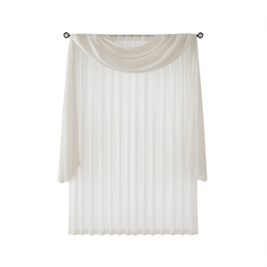 Cortina Sólida Transparente con Ojales, 100% Poliéster, Estilo Clásico para Ventana de Sala de Estar - Product Image 1