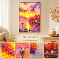 Kit de Peinture Diamant Carré Écologique KS Craft Sunset Glow – Perforation Spéciale, Art Diamant DIY, Décoration Murale Paysage Paisible