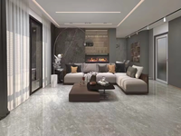 Vente flash : Carrelage en céramique moderne 60x60, brillant, en porcelaine, gris marbré, pour sol de villa