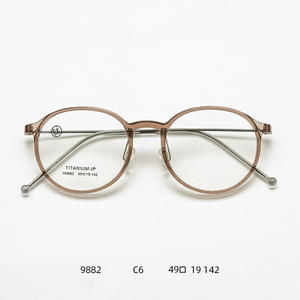 Danyang – lunettes rondes rétro pour femmes, monture légère en titane-ip M9882, monture complète, pour myopie - Product Image 5