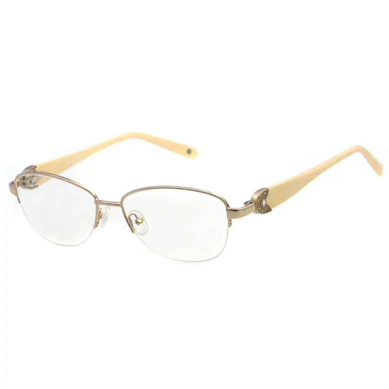 2020 neue Luxus Design Brillen Rahmen Halb Rahmen Damen Metall Edelstahl Brillen