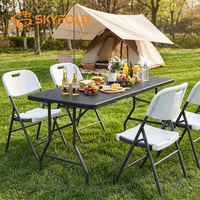 Table pliante portable en rotin HDPE facile à transporter pour le mobilier de jardin