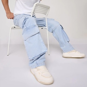 Men's Loose <b>Denim</b> Trousers Multi-Pocket Plus Size Hip Hop Winter Jeans with Light Wash Cotton <b>Material</b> ODM Supply - Product Image 6
