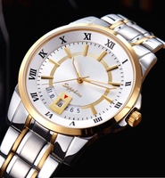 Montre Chronographe de Style Affaires en Acier Inoxydable 40mm avec Calendrier à Aiguilles, Verre Saphir et Mouvement Quartz Seiko, Étanche