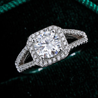 Usine En Gros S925 Bague En Argent Sterling Moissanite Bague Proposer Fille 1 Carat Diamant Moissanite Bague pour Femmes