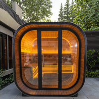 Schwarze Wasserdichte Schindeln Karbonisierte Fichte Quadratische Outdoor-Sauna Traditionelle Dampfsauna für 4-6 Personen für den Garten
