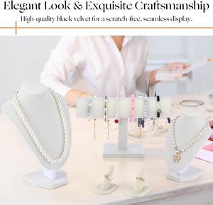 Custom Microfiber Leather Metal Frame Jewelry Display Sets Stand Mannequin <b>Necklace</b> Bracelet Props for Luxury Store Window - Product Image 3