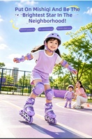 Patins à roulettes ajustables pour filles débutantes, patins à roulettes mignons de couleur rose et violet pour la pratique du patinage en plein air