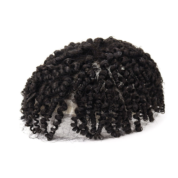 Afro Curly Toupee Man Weave Hair Black Mens Kinky Curly Male Toupee 100%  Human Hair Wigs Full Lace Twist for Black Men