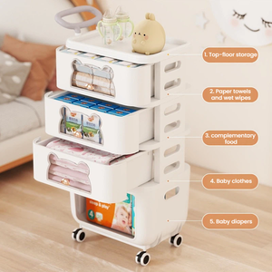 <span class=keywords><strong>Chariot</strong></span> de rangement pour bébé en PP, organisateur de chambre d'enfant, séchoir à biberons, <span class=keywords><strong>chariot</strong></span> roulant pour fournitures de bébé - Product Image 2