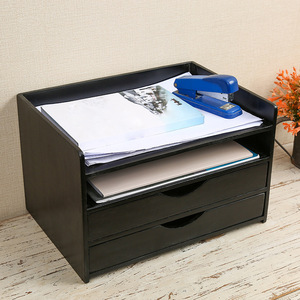 Wooden Desktop <b>Drawer</b> Organizer Rectangle Solid Wood Storage Box With Grid For Office Study Document Sundries - Product Image 2