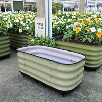Jardinière sur roulettes auto-arrosante TOPSTAR, grande taille, pour extérieur, en métal galvanisé, bac à jardin surélevé, design classique, pots de fleurs