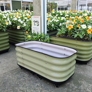 トップスター 大型屋外自動給水式移動プランター 亜鉛メッキ金属製高床式菜園ベッドライナー クラシックデザイン植木鉢 - Product Image 6