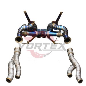 Système d'échappement Catback en alliage de titane Vortex avec soupape et bouclier thermique, finition bleu brûlé, montage direct pour Lamborghini LP700 - Product Image 1