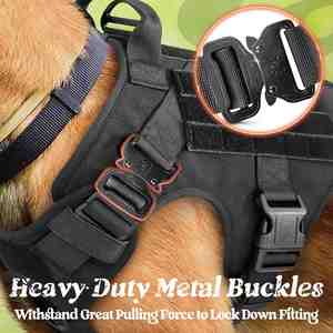 Correa Táctica para Perro de Fábrica, Resistente, con Asa, Ajustable, Antitirones, para Entrenamiento, Caza y Paseo, Color Negro Sólido - Product Image 3