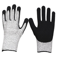 Gants de travail de sécurité résistants aux coupures de niveau 5 HPPE, tricotés, enduits de nitrile sablé, vente en gros