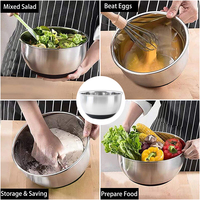 Bol de mélange en acier inoxydable pour salade de fruits, fond antidérapant en Silicone, ensemble de bols de conservation des aliments, bol de cuisine, vaisselle