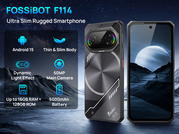 Fossibot F114 8GB+256GB Rugged Smartphone 5000mAh18W Fast Charge Waterproof 50MP Camera Dynamic Breathing Light NFC Unlocked
