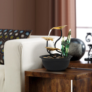 Desktop Water Feature With Gold Leaves And Green Plants <b>Electric</b> Indoor Decor For Home Office <b>Desk</b> Gift - Product Image 4