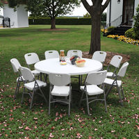 Table ronde pliante innovante en plastique de 6 pieds pour 10 personnes, 72 pouces, en PEHD léger, idéale pour pique-nique, camping, barbecue et fêtes