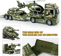 Grand camion militaire vert EPT 25.6 "semi-camion jouet avec hélicoptères et réservoir jouets de l'armée avec lumières et sons