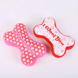 Fashion Romantic Pink Bone Plush Chew Heart Bone Shape <b>Dog</b> Gift Set Cute Stuffed Squeaky Valentine's Day <b>Dog</b> Toy - Product Image 1