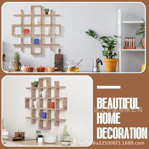 Wooden Wall Mounted Display <b>Shelf</b> 5 Layers Durable Storage <b>Rack</b> For Living Room - Product Image 2
