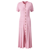 Robe en tricot ajourée à col rond et manches courtes, élégante et ajustée, pour femme, style décontracté chic