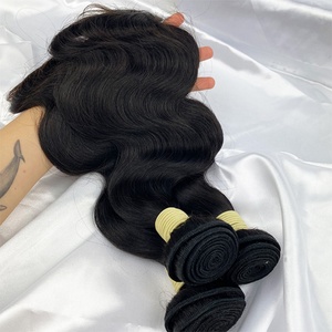 Cheveux humains vierges malaisiens 100% naturels, qualité 10A Remy, double trame machine, ondulation soyeuse, noir naturel, 10-30 pouces, avec closure - Product Image 3