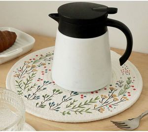 Napperons et sous-verres promotionnels tissés résistants à la chaleur, imprimés en coton de style nordique, pour une table élégante - Product Image 2