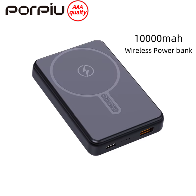 Ultra-Thin High Quality 15W Wireless Power Banks PD22.5W Fast Charge 10000Mah Power Bank Customizable Logo Portable Powerbank