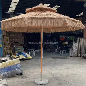 China Fantastic Garden Tiki Thatch Parasol Artificial Grass Unique Custom Outdoor Shade Hawaii Straw Thatch Umbrella
