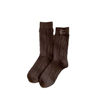 Nouvelles chaussettes en laine pour femmes pour l'automne et l'hiver 2024, chaussettes mi-mollet épaisses brodées de lettres, chaussettes chaudes en laine torsadée en forme de cœur