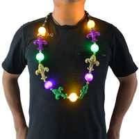 Gloeiende Feestversieringen Led Light Up Fleur De Lis Ketting Mari Gras Kralen Led Flitsende Party Ketting