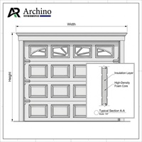 Puerta de Garaje Seccional Aislada con Paneles Elevados, Blanca, Automática, con Ventanas Arqueadas