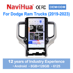 Radio multimedia Android para coche NaviHua con pantalla táctil de 14.5 pulgadas, nueva versión mejorada, para Dodge RAM Truck 2019-2023, con Carplay y monitor. - Product Image 1
