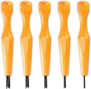 Ensemble de 5 <span class=keywords><strong>outils</strong></span> de sculpture sur bois triangulaires en acier inoxydable de qualité supérieure, ciseaux en V (1,5 mm-5 mm), étui souple <span class=keywords><strong>pour</strong></span> artistes - Product Image 1