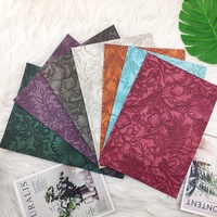 Rouleau de tissu en cuir synthétique gaufré texturé, série noire solide motif feuille de fleur Vintage pour bricolage couture artisanale