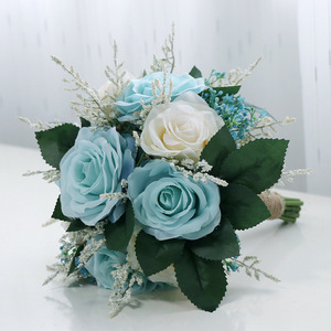 Bouquet de fleurs en soie, bouquet de roses blanches, fleurs de mariage pour la mariée, demoiselles d'honneur, bouquet de mariée - Product Image 2