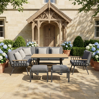 Ensemble de canapé d'angle en aluminium pour l'extérieur, plateau de table en aluminium, cadre antirouille, mobilier de patio moderne, jardin, bord de piscine, résistant aux UV