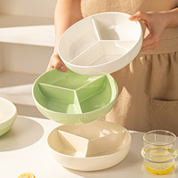 Assiette de service moderne de luxe en porcelaine à trois compartiments, motif dessin animé, écologique, durable, non toxique, vaisselle pour le camping et la maison